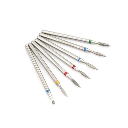 Bohrbutten 7 Stück Diamant-Nagelbohrer, 3/32 Zoll Schaft, Kegelform, for Maniküre- und Pediküremaschinen(Th37-2) von YDHSIKK