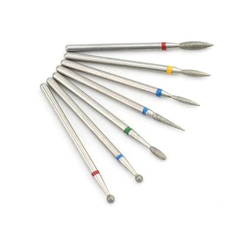 Bohrbutten 7 Stück Diamant-Nagelbohrer, 3/32 Zoll Schaft, Kegelform, for Maniküre- und Pediküremaschinen(Th37-3) von YDHSIKK