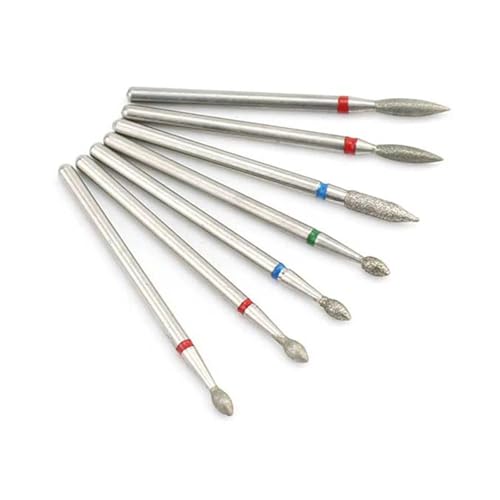 Bohrbutten 7 Stück Diamant-Nagelbohrer, 3/32 Zoll Schaft, Kegelform, for Maniküre- und Pediküremaschinen(Th37-7) von YDHSIKK