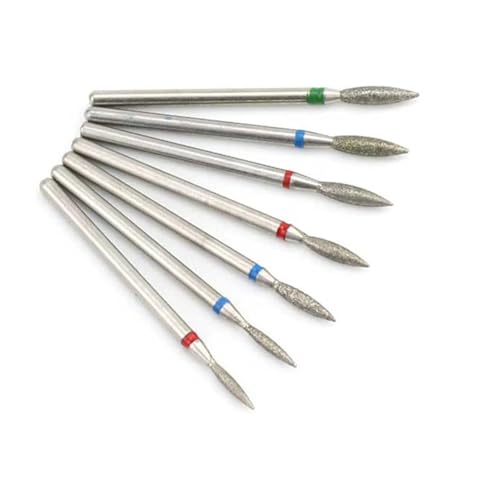 Bohrbutten 7 Stück Diamant-Nagelbohrer, 3/32 Zoll Schaft, Kegelform, for Maniküre- und Pediküremaschinen(Th37-9) von YDHSIKK