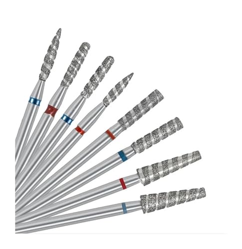 Bohrbutten Diamant-Nagel-Bits Tornado Flamme Nagelhaut Bohrer Rotary Burr Bohrer Zubehör Spirale Nagel Polieren Mühlen(N6) von YDHSIKK