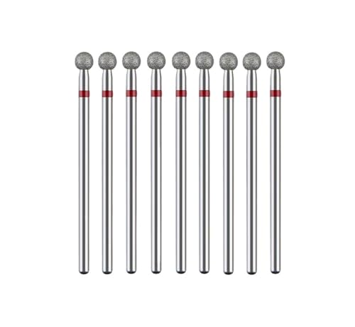 Bohrbutten Diamant-Nagelbohrer, Kugelform, mehrere Größen, 1,8–5,0 mm, 10 Stück(2.1mm 10pcs M) von YDHSIKK