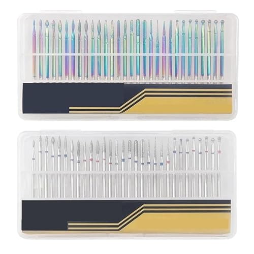 Bohrbutten Diamant-Nagelbohrer-Bits for elektrische Nagelbohrmaschinen, 30 Stück, Edelstahl, silberfarben und mehrfarbig, Maniküre-Lackfeile, Nagelkunstwerkzeuge(30pcs-01) von YDHSIKK
