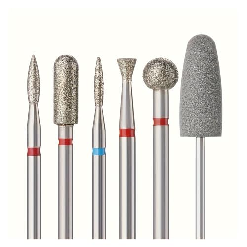 Bohrbutten Diamant-Sand-Nagelfeilen, Bohrer, Nagelhaut-Polierbits, Nagelschleifköpfe, Edelstahl, mehrfarbig, 6 Stück Bohrbutten Diamant-Sand-Nagelfeilen, Bohrer, Nagelhaut-Polierbits, Nagelschleifköpfe, Edelstahl, mehrfarbig, 6 Stück von YDHSIKK