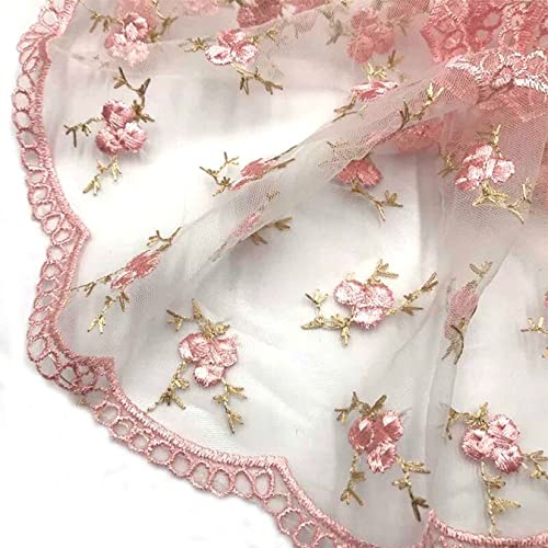 Polyester-Spitzenband, Polyester-Spitzenband, Rosa, Orange, 15 cm breit, 1 Yard(Pink) von YDHSIKK