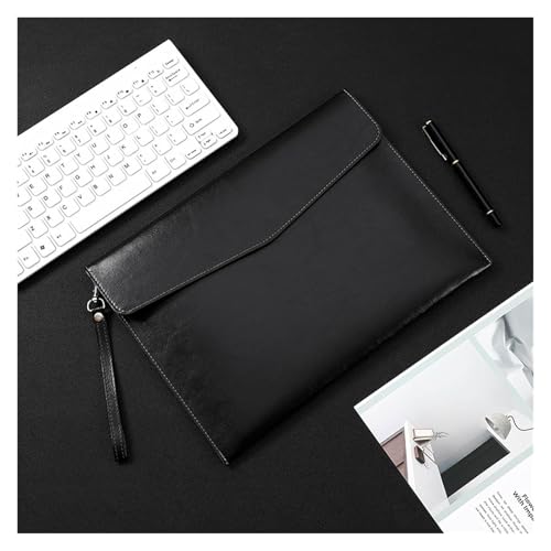 Umschlagmappe Tasche, Dokumentenhalter aus Leder mit Umschlag, A4-Ordner, Aufbewahrungstasche aus PU-Leder, mehrfarbig, 33 x 24,3 cm(Black) von YDHSIKK