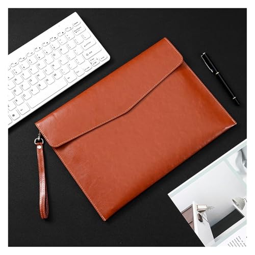 Umschlagmappe Tasche, Dokumentenhalter aus Leder mit Umschlag, A4-Ordner, Aufbewahrungstasche aus PU-Leder, mehrfarbig, 33 x 24,3 cm(Brown) von YDHSIKK