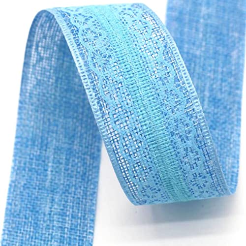 YDHSIKK Polyester-Spitzenband, Einseitiges Spitzenbesatzband aus Polyester, 40 mm breit, Mehrfarbig, mehrere Längen(Blue,5 Yards) von YDHSIKK
