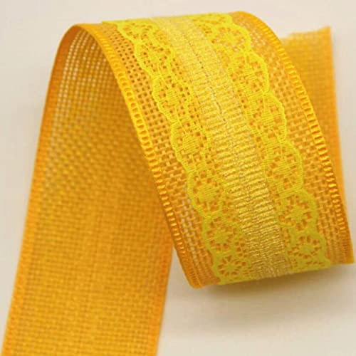 YDHSIKK Polyester-Spitzenband, Einseitiges Spitzenbesatzband aus Polyester, 40 mm breit, Mehrfarbig, mehrere Längen(Gold,5 Yards) von YDHSIKK