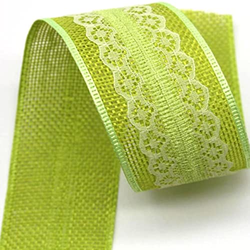 YDHSIKK Polyester-Spitzenband, Einseitiges Spitzenbesatzband aus Polyester, 40 mm breit, Mehrfarbig, mehrere Längen(Green,10 Yards) von YDHSIKK