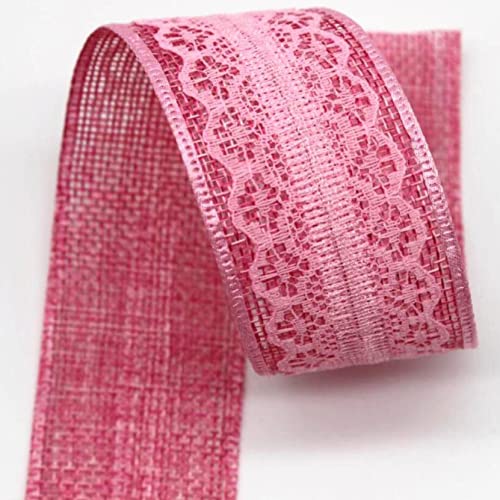 YDHSIKK Polyester-Spitzenband, Einseitiges Spitzenbesatzband aus Polyester, 40 mm breit, Mehrfarbig, mehrere Längen(Pink,10 Yards) von YDHSIKK