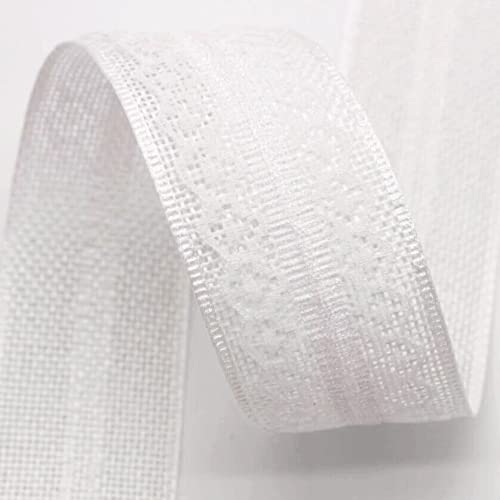 YDHSIKK Polyester-Spitzenband, Einseitiges Spitzenbesatzband aus Polyester, 40 mm breit, Mehrfarbig, mehrere Längen(White,10 Yards) von YDHSIKK