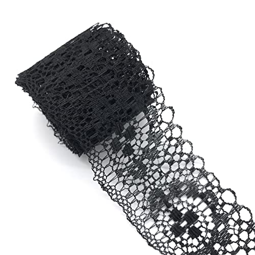 YDHSIKK Polyester-Spitzenband, Spitzenband, Mehrfarbig, 35 mm x 4,5 m(Black) von YDHSIKK