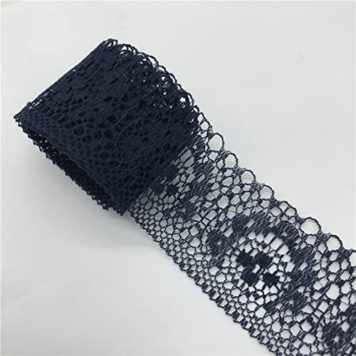 YDHSIKK Polyester-Spitzenband, Spitzenband, Mehrfarbig, 35 mm x 4,5 m(Navy Blue) von YDHSIKK