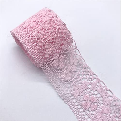 YDHSIKK Polyester-Spitzenband, Spitzenband, Mehrfarbig, 35 mm x 4,5 m(Pink) von YDHSIKK