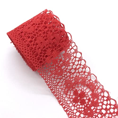 YDHSIKK Polyester-Spitzenband, Spitzenband, Mehrfarbig, 35 mm x 4,5 m(Red) von YDHSIKK