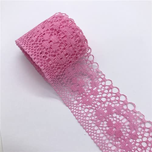 YDHSIKK Polyester-Spitzenband, Spitzenband, Mehrfarbig, 35 mm x 4,5 m(Rose) von YDHSIKK