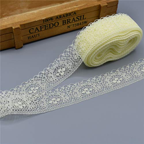 YDHSIKK Polyester-Spitzenband, Spitzenbandbesatz mit Blumenmuster, 40 mm x 9,1 m, Mehrfarbig, 1 Stück(Beige) von YDHSIKK