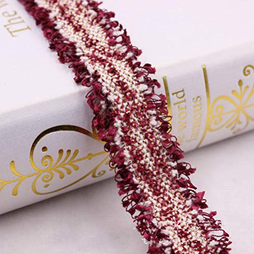 YDHSIKK Polyester-Spitzenband, Spitzenbesatz, 2 Yards, 3 cm Breite, Mehrfarbig, DIY, Kleidungsstück, Nähzubehör, Kopfbedeckungen, Basteln(Style 11 Jujube Red) von YDHSIKK