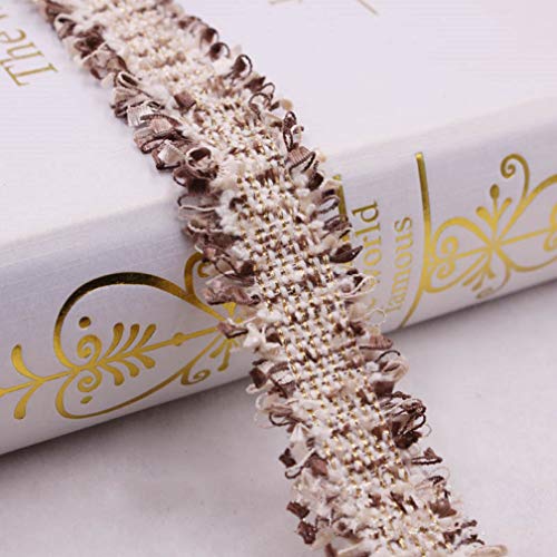 YDHSIKK Polyester-Spitzenband, Spitzenbesatz, 2 Yards, 3 cm Breite, Mehrfarbig, DIY, Kleidungsstück, Nähzubehör, Kopfbedeckungen, Basteln(Style 17 Coffee) von YDHSIKK