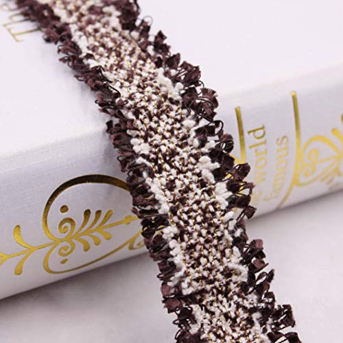 YDHSIKK Polyester-Spitzenband, Spitzenbesatz, 2 Yards, 3 cm Breite, Mehrfarbig, DIY, Kleidungsstück, Nähzubehör, Kopfbedeckungen, Basteln(Style 18 Dark Coffee) von YDHSIKK