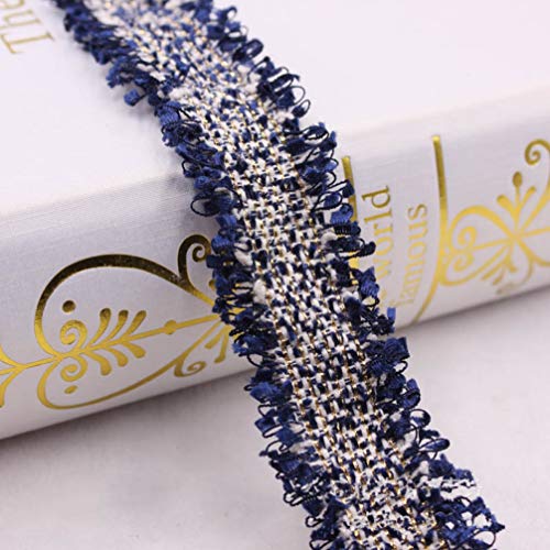 YDHSIKK Polyester-Spitzenband, Spitzenbesatz, 2 Yards, 3 cm Breite, Mehrfarbig, DIY, Kleidungsstück, Nähzubehör, Kopfbedeckungen, Basteln(Style 20 Dark Blue) von YDHSIKK