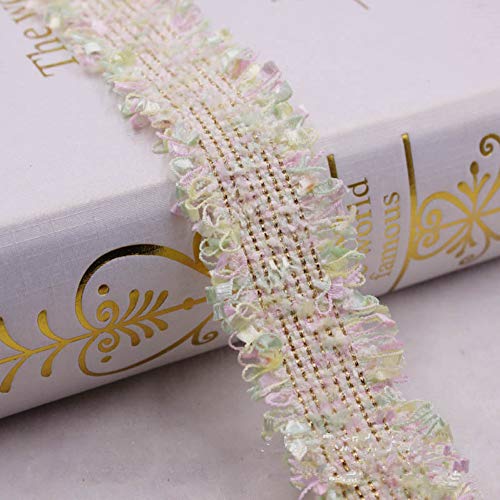 YDHSIKK Polyester-Spitzenband, Spitzenbesatz, 2 Yards, 3 cm Breite, Mehrfarbig, DIY, Kleidungsstück, Nähzubehör, Kopfbedeckungen, Basteln(Style 4 Light Green) von YDHSIKK