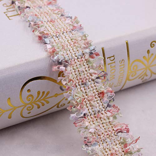 YDHSIKK Polyester-Spitzenband, Spitzenbesatz, 2 Yards, 3 cm Breite, Mehrfarbig, DIY, Kleidungsstück, Nähzubehör, Kopfbedeckungen, Basteln(Style 6 Light Pink) von YDHSIKK