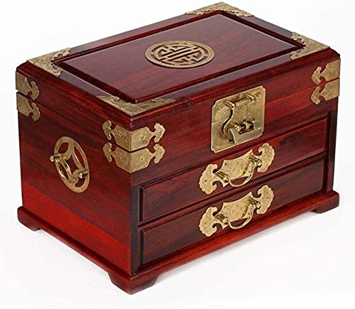 YDHSIKK Schmuckaufbewahrungsbox Reise-Kosmetikaufbewahrung Hölzerne Schmuckschatulle im Vintage-Stil im chinesischen Stil, 31,5 x 21 x 20,5 cm, Schmuck-Organizer for Frauen YDHSIKK Schmuckaufbewahrungsbox Reise-Kosmetikaufbewahrung Hölzerne Schmuckschatulle im Vintage-Stil im chinesischen Stil, 31,5 x 21 x 20,5 cm, Schmuck-Organizer for Frauen von YDHSIKK