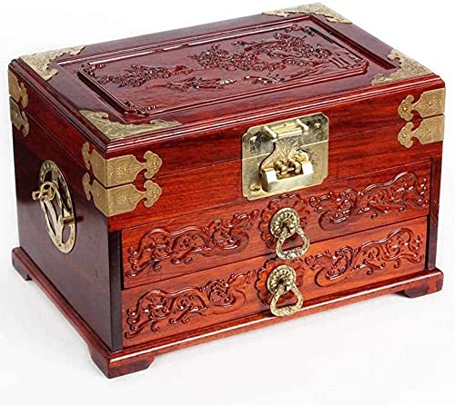 YDHSIKK Schmuckaufbewahrungsbox Reise-Kosmetikaufbewahrung Schmuckschatulle aus Holz, Aufbewahrungs-Organizer, Vintage-Stil, chinesischer Stil, kompaktes Design, 31,5 x 21 x 20,5 cm YDHSIKK Schmuckaufbewahrungsbox Reise-Kosmetikaufbewahrung Schmuckschatulle aus Holz, Aufbewahrungs-Organizer, Vintage-Stil, chinesischer Stil, kompaktes Design, 31,5 x 21 x 20,5 cm von YDHSIKK