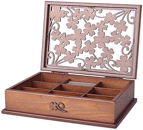 YDHSIKK Schmuckaufbewahrungsbox Reise-Kosmetikaufbewahrung Schmuckschatulle aus Holz, Aufbewahrungsbox, 30 x 22 x (7,5–12) cm(Single layer) von YDHSIKK