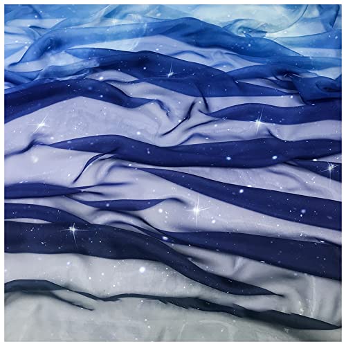YDHSIKK Voile-bedruckter Chiffon-Stoff, Voile-Stoff, Chiffonstoff mit Farbverlauf, Bedruckt, 150 cm breit, Meterware(Starry Sky Gradient) von YDHSIKK