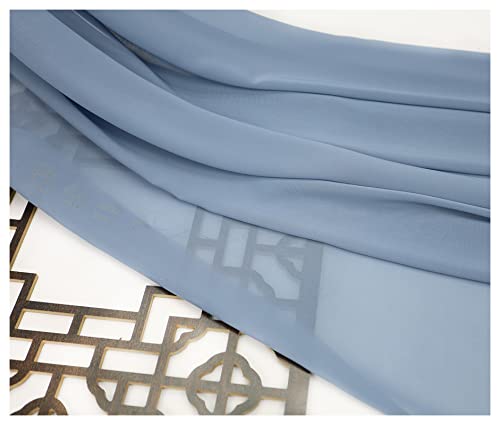 YDHSIKK Voile-bedruckter Chiffon-Stoff, Voile-Stoff, einfarbig, Futterstoff, Chiffonstoff, 150 cm breit, Meterware(Dark Blue) von YDHSIKK