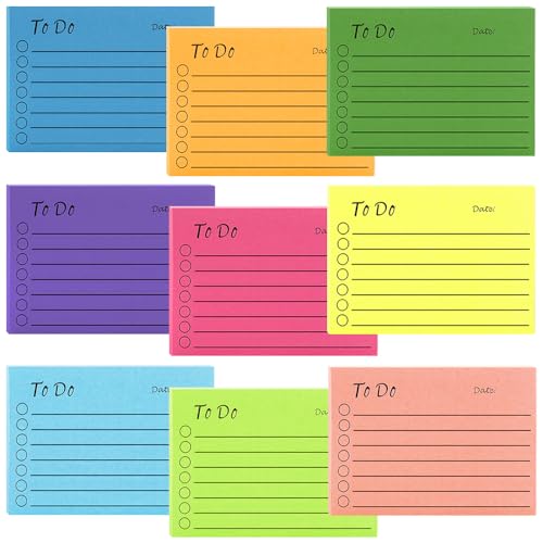 YDHfdc 450 Blätter To Do Liste Haftnotizen Klebezettel 9 Farben Haftnotizen Notizzettel Sticky Notes Selbstklebend für Schule Büro Familie Sitzung (10 X 7cm) von YDHfdc