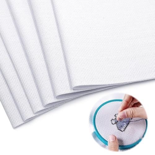 YDHfdc 6 Stück Kreuzstich Stoff Weiß Aida Stoff zum Sticken 14 Count Sticken Stoff 45 x 30 cm Stickstoff zum Sticken Stramin zum Sticken, Nähen, DIY, Basteln von YDHfdc