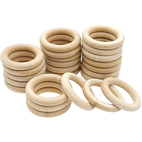 YDHfdc Holz Ringe Natur 24 Stück Natürliche Holzringe Zum Basteln Holzringe Anhänger Anschlüsse für Handwerk, Makramee, DIY, Heimdekoration, Schmuckherstellung - 55mm von YDHfdc