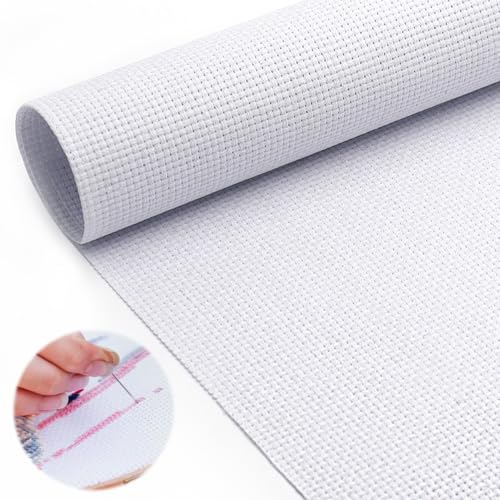 YDHfdc Kreuzstich Stoff Weiß 1,5 x 1 m Aida Stoff zum Sticken 11 Count Sticken Stoff Stickstoff zum Sticken Leinenstoff Meterware Stramin zum Sticken, Nähen, DIY, Basteln von YDHfdc