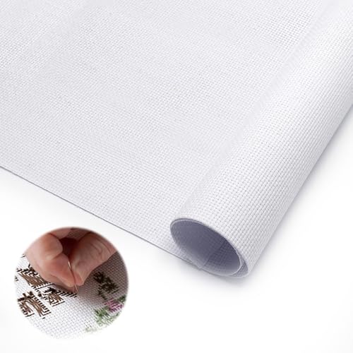 YDHfdc Kreuzstich Stoff Weiß 1,5 x 1 m Aida Stoff zum Sticken 14 Count Sticken Stoff Stickstoff zum Sticken Leinenstoff Meterware Stramin zum Sticken, Nähen, DIY, Basteln von YDHfdc