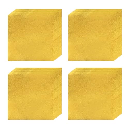 Geschenkfolie für Pralinen & Bonbons - 100 Stück 8x8 cm Alufolie Blätter zur Individuellen Verpackung von Selbstgemachten Süßigkeiten, für Hochzeit, Geburtstag & Valent(Size:Smooth surface,Color:Gold) von YDJIANCAI