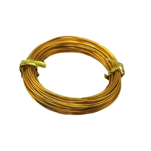Weicher Aluminium Basteldraht - 1 Rolle - 3 Meter (9.84ft) Lang - 2mm Dicke - Bunt - Für Schmuckherstellung, Deko-Kränze, Kunstblumen und DIY Bastelprojekte(Size:9.84ft/3m,Color:Dunkeles Gold) von YDJIANCAI