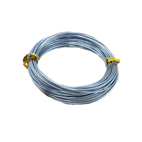 Weicher Aluminium Basteldraht - 1 Rolle - 3 Meter (9.84ft) Lang - 2mm Dicke - Bunt - Für Schmuckherstellung, Deko-Kränze, Kunstblumen und DIY Bastelprojekte(Size:9.84ft/3m,Color:blau) von YDJIANCAI