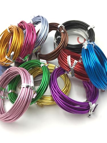 Weicher Aluminium Basteldraht - 12 Rollen - 2mm Dicke - Für Künstliche Blumen, Deko-Kränze, Floristik und Bastelprojekte - 36 Meter (118.11 Fuß) Gesamtlänge - Flexibler Metallfaden (3Reis/Rolle) von YDJIANCAI