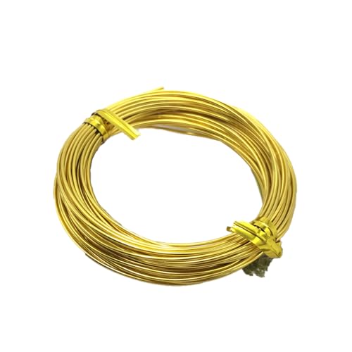 Weicher Buntaluminium Draht für Basteln - 1 Rolle à 3 Meter (9.84 Fuß) - Für Schmuckherstellung, Floristik, Drahtkunst, DIY Skulpturen und Gartendekoration - Flexibler Metal(Size:9.84ft/3m,Color:Gold) von YDJIANCAI
