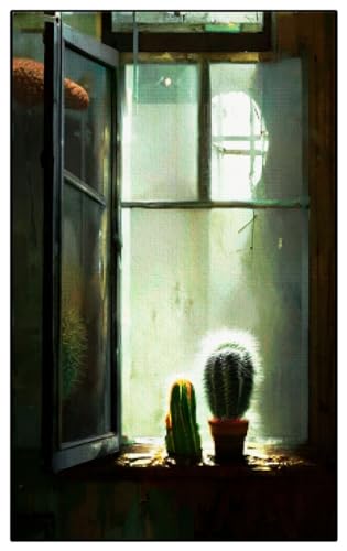 Kaktus am Fenster kreuzstich set vorgedruckt anfanger kinder erwachsene 11ct stickbilder vorgedruckt kreuzstich set Cross Stitch Kit 40 × 50cm von YDLPUCEV