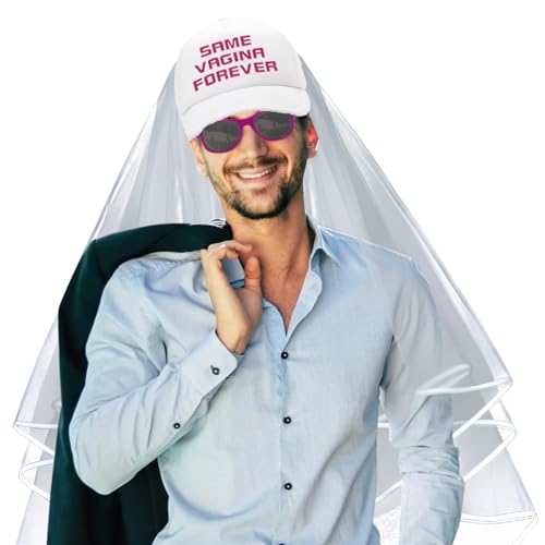 YDUNARISE Jga Männer Accessoires Männer,Junggesellenabschied Lustiger Hut Rosa Brille und Schleier,JGA Party Zubehör Hochzeit Deko von YDUNARISE