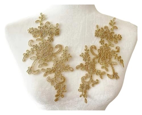 YDYAENIO 1 Pair Flower Sew On Lace Patches Embroidery Applique Repair for Wedding Dresses 25 * 12cm für Hochzeitskleid Kostüme(Color2) von YDYAENIO