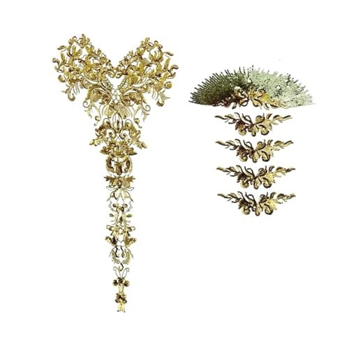 YDYAENIO 1 Set Large Flowers Sequin Patches and Appliques,Embroidery Lace Applique Sewing Patches Ornaments for Dress Decoration für Hochzeitskleid Kostüme(Beige) von YDYAENIO
