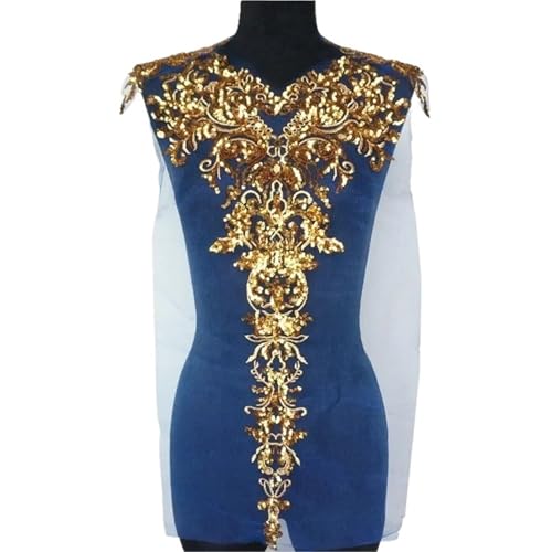 YDYAENIO 1 Set Sequined Appliques Mesh Epaulette Embroidery Lace Fabric Wedding Sew On Patch for Dress DIY Decoration für Hochzeitskleid Kostüme(Blue Mesh) von YDYAENIO