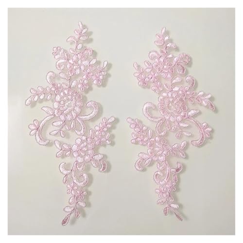 YDYAENIO 1Pair Flower Floral Embroidery for Evening Skirt Lace Applique Fabric Patch Textiles Decoration Patch Sewing On Accessories für Hochzeitskleid Kostüme(09) von YDYAENIO