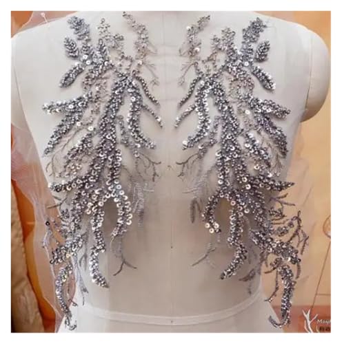YDYAENIO 1Pcs Colorful Sequins Beads Lace Evening Dress Chest Applique Decoration Dance Clothing Headwear Accessories 35X10cm für Hochzeitskleid Kostüme(Color6) von YDYAENIO